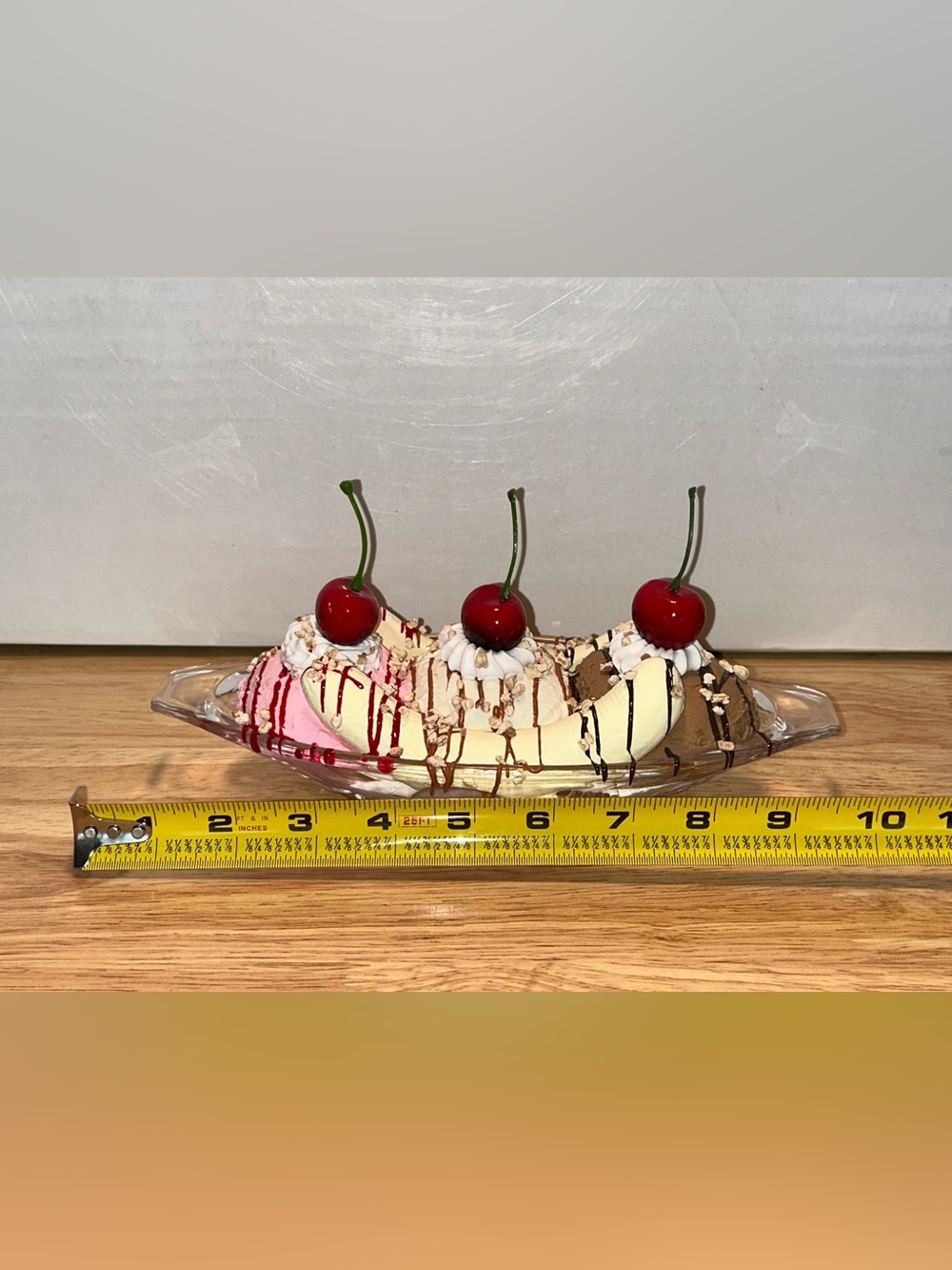 Decorative Faux Banana Split Centerpiece - Cream, Pink, Brown Handmade - Picture 6 of 7